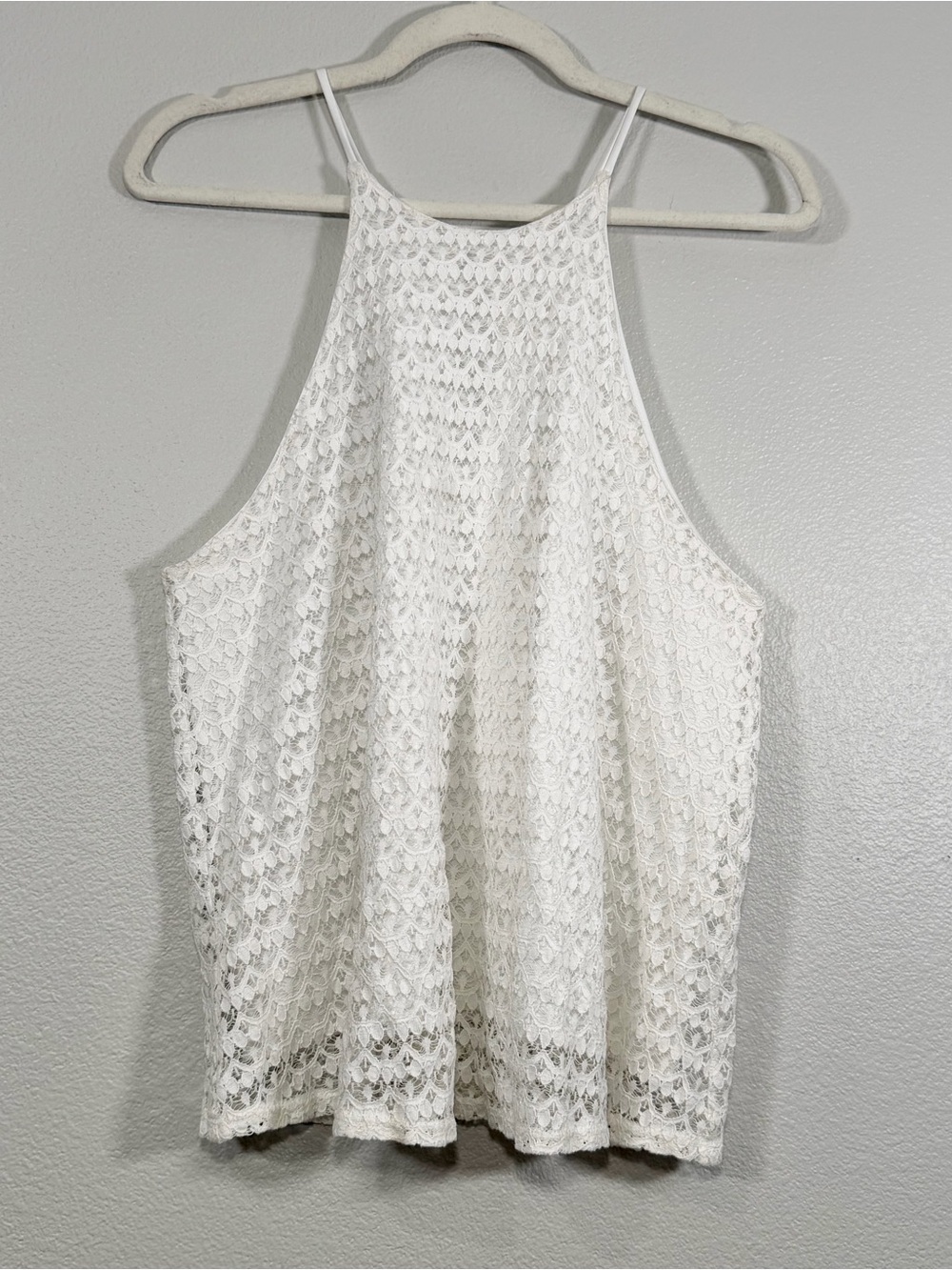 Soprano Shirt White Crochet Lace High-Neck Camisole Tank Top Bridal Women Large